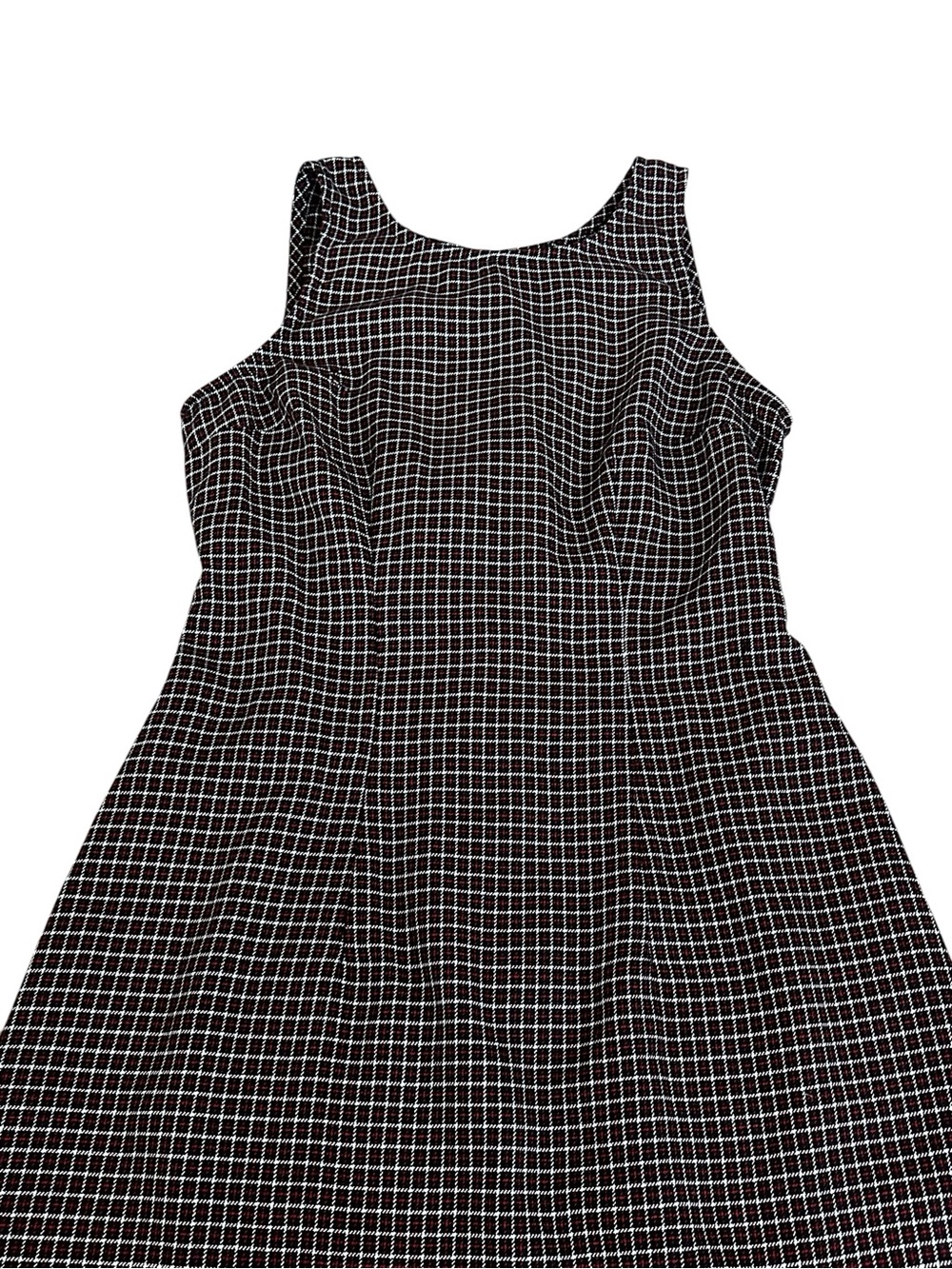 Vintage 90s All That Jazz Black & Red Plaid Mini Dress Tie Back Dark Academia - Picture 3 of 7